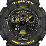 G SHOCK DUO CAUTION BLK&YLW W/TIME, ALARM, 200M WR, BLK RESIN BAND