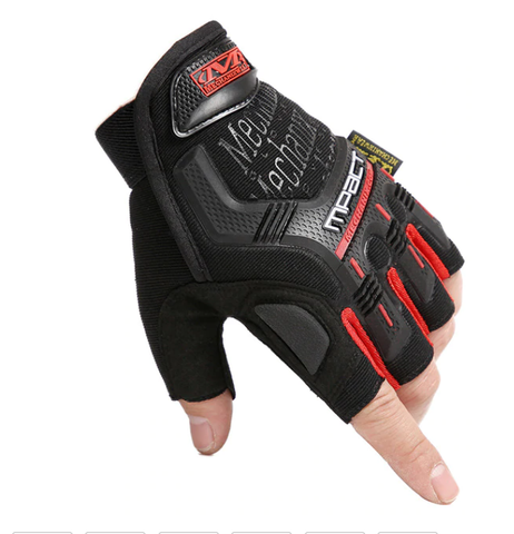 Mechanix Style Tactical Gloves Half Finger - Red