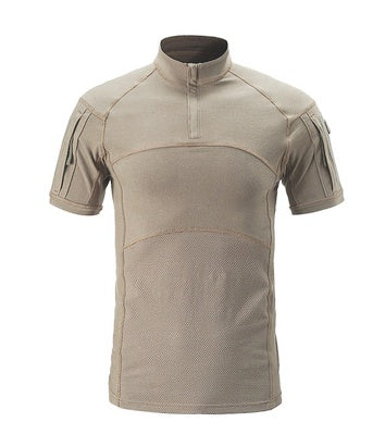 Tactical T Shirt Short Sleeve Breathable Tights- Tan