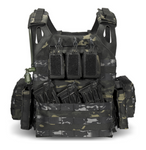 S.W.A.T Style Nylon Plate Carrier Vest - Black Multicam