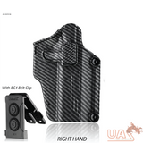 Amomax Per-Fit Holster Multi fit with  Molle & Belt clip / Carbon fiber print / Right Hand /Fits 200+ Pistol -
