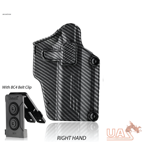Amomax Per-Fit Holster Multi fit with  Molle & Belt clip / Carbon fiber print / Right Hand /Fits 200+ Pistol -