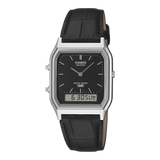 Casio AQ230EL-1A Vintage Ana-Digi Watch, Leather Band