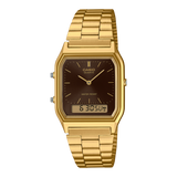 Casio AQ230GA-5A Vintage Ana-Digi Watch, Gold / Brown Dial
