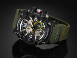 G SHOCK MUDMASTER TWIN SENSOR MUD RESIST, 200M W/R, THERMO, RESIN STRAP, BLACK/GREEN