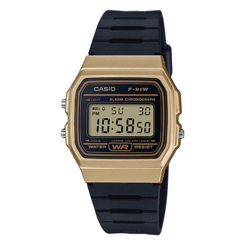 CASIO DIGITAL SQUARE FACE, GOLD F91WM-9A
