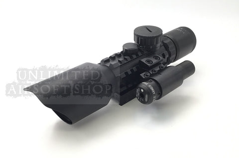 Airsoft tactical 3x-9x sight scope with red laser Black