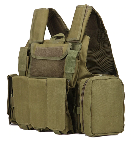 Airsoft Molle Tactical Strike Plate Carrier Vest - OD Green