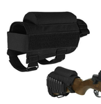 Adjustable Tactical Cheek Rest Pouch With Shell Holder - Black