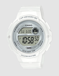 CASIO DIGITAL LAP 60 100M W/R, LAP MEMORY, ALARM WHITE/SILVER, RESIN BAND