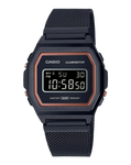 CASIO VINTAGE PREMIUM ALARM, S/WATCH, WR BLK W/ RED ACCENT - S/STEEL