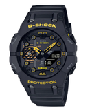 G SHOCK DUO CAUTION BLK&YLW SOLAR, ALARM, 200M WR, BLK W/ YLW ACC, BLK RESIN BAND