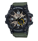 G SHOCK MUDMASTER TWIN SENSOR MUD RESIST, 200M W/R, THERMO, RESIN STRAP, BLACK/GREEN