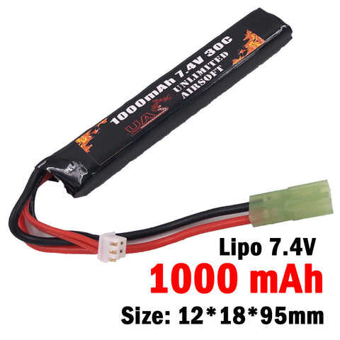 UAS - 7.4V 1000mAh 30C Lipo Battery - Stick Type