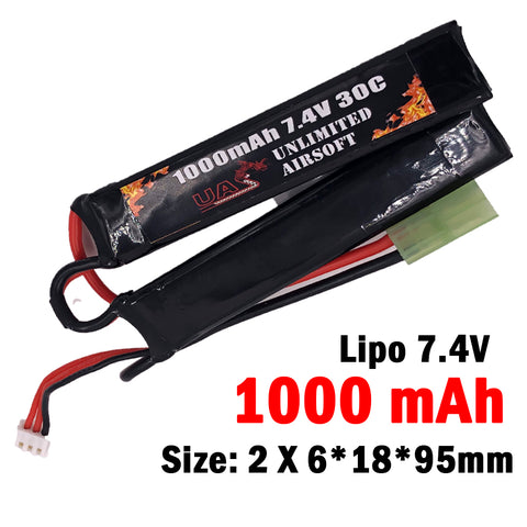 UAS - 7.4V 1000mAh 30C Lipo Battery - Nunchuck Type