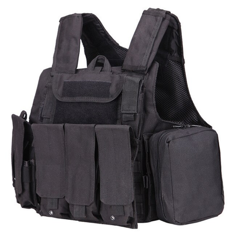 Airsoft Molle Tactical Strike Plate Carrier Vest - Black