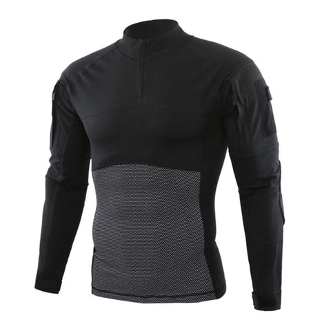 Tactical T Shirt Long Sleeve Breathable Tights - Black