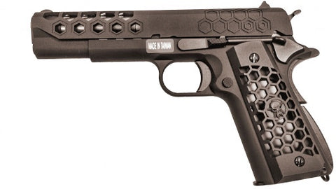 WE - M1911 Hex Cut Gen 2 Gas Blow Back Pistol- Black