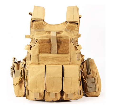 Protective Self-Defense Combat Vest Molle Plate Carrier  - Tan