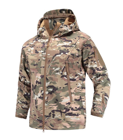 Softshell Waterproof Jacket Tactical Military Waterproof Jacket with Hood- Multicam
