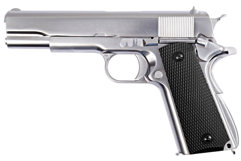 WE M1911 M.E.U. Grip Silver, Gas Blow Back Pistol 